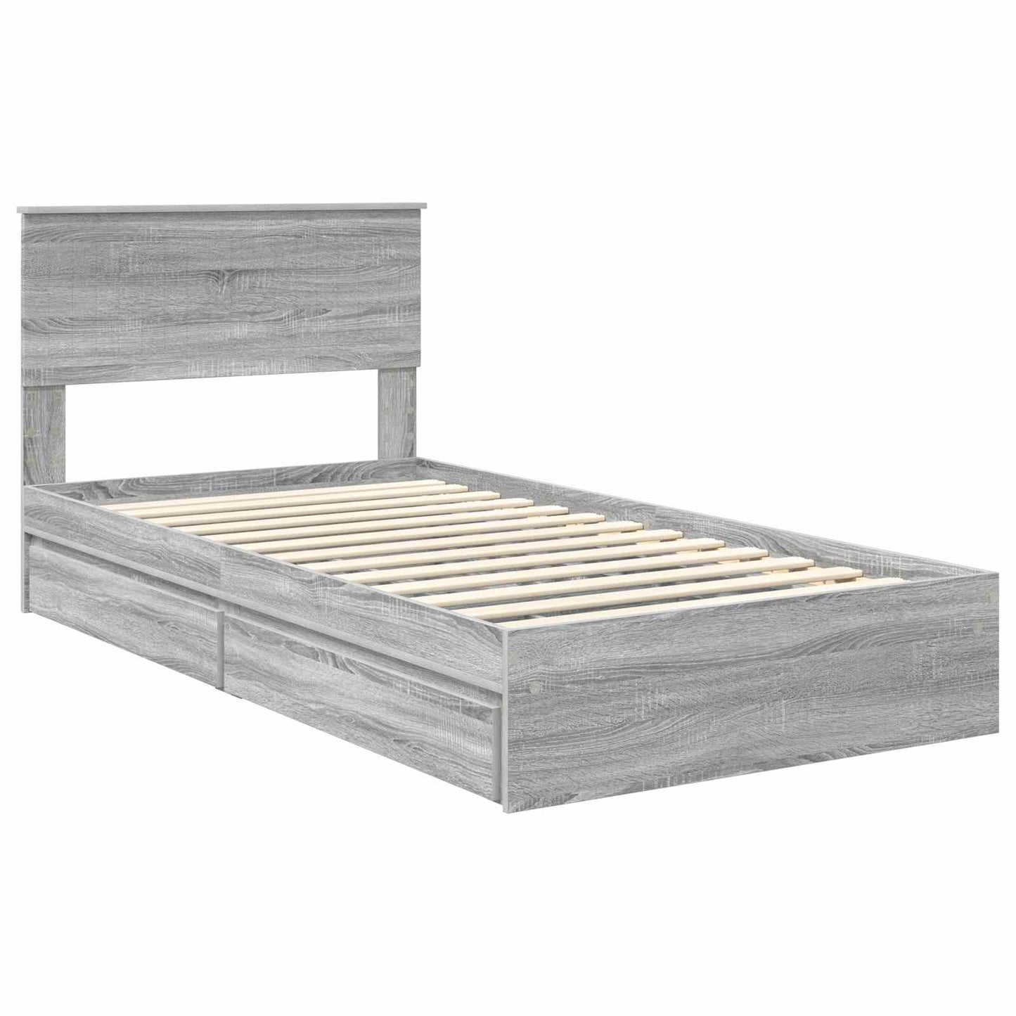 Storage Bed Grey Sonoma 100 x 200 cm Engineered Wood