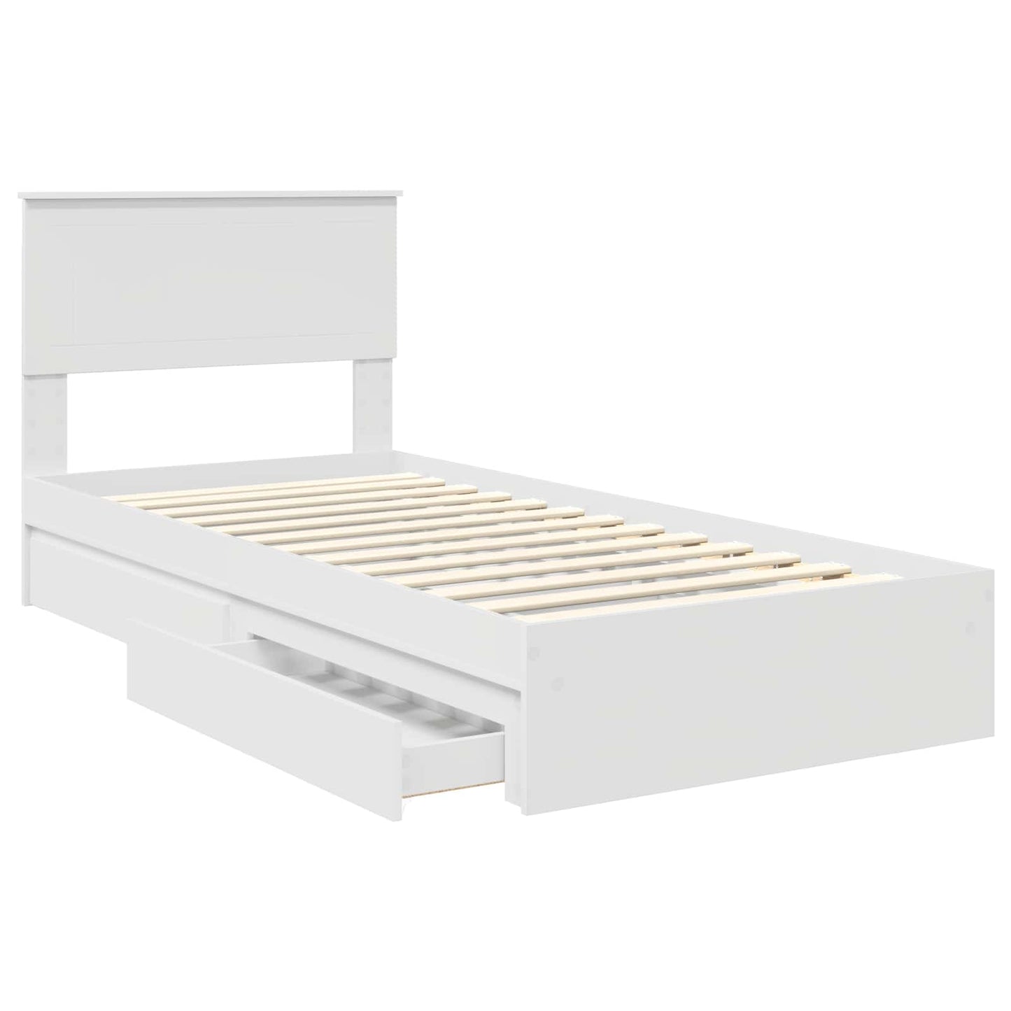 Storage Bed with Headboard White 90 x 200 cm Engineered Wood