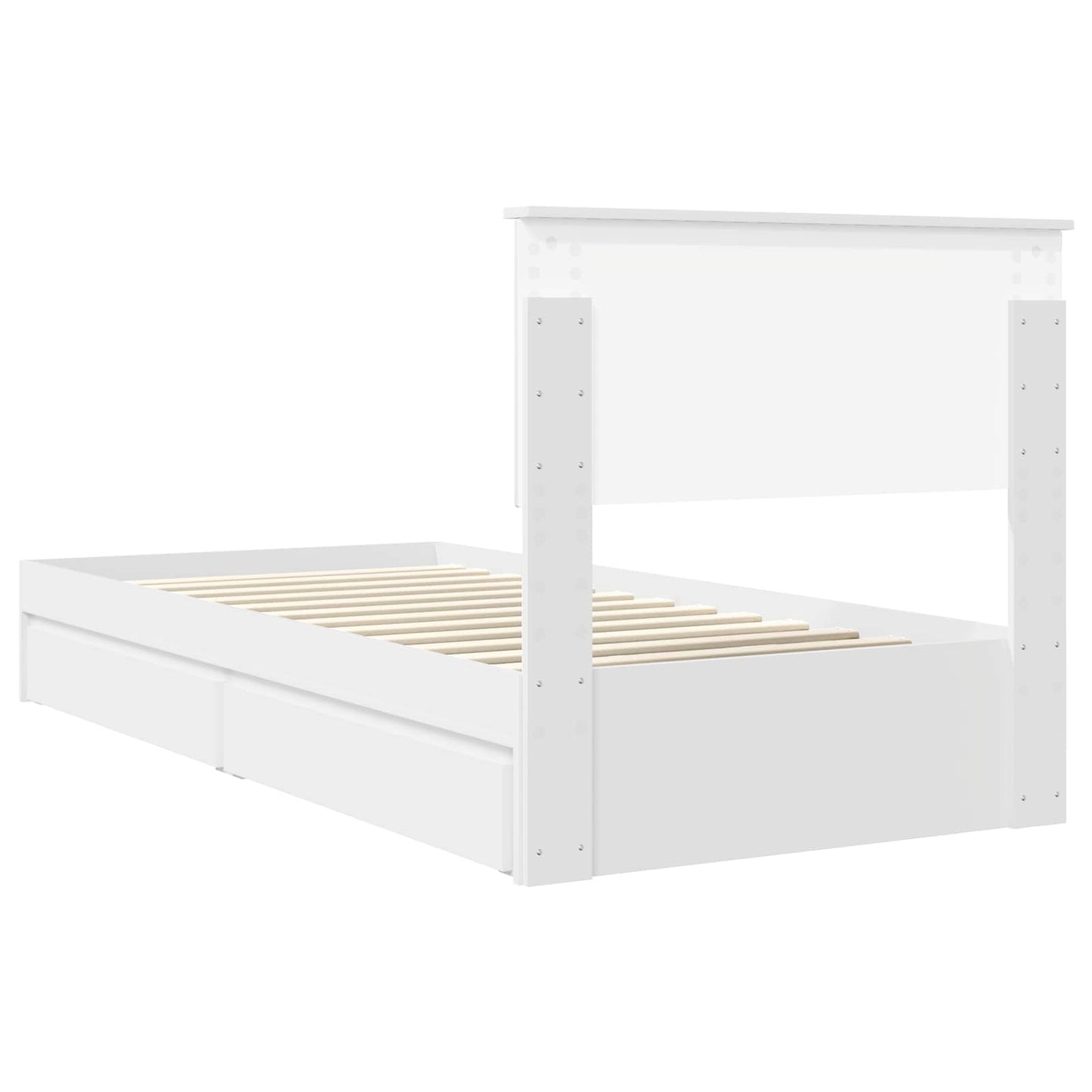 Storage Bed with Headboard White 90 x 200 cm Engineered Wood