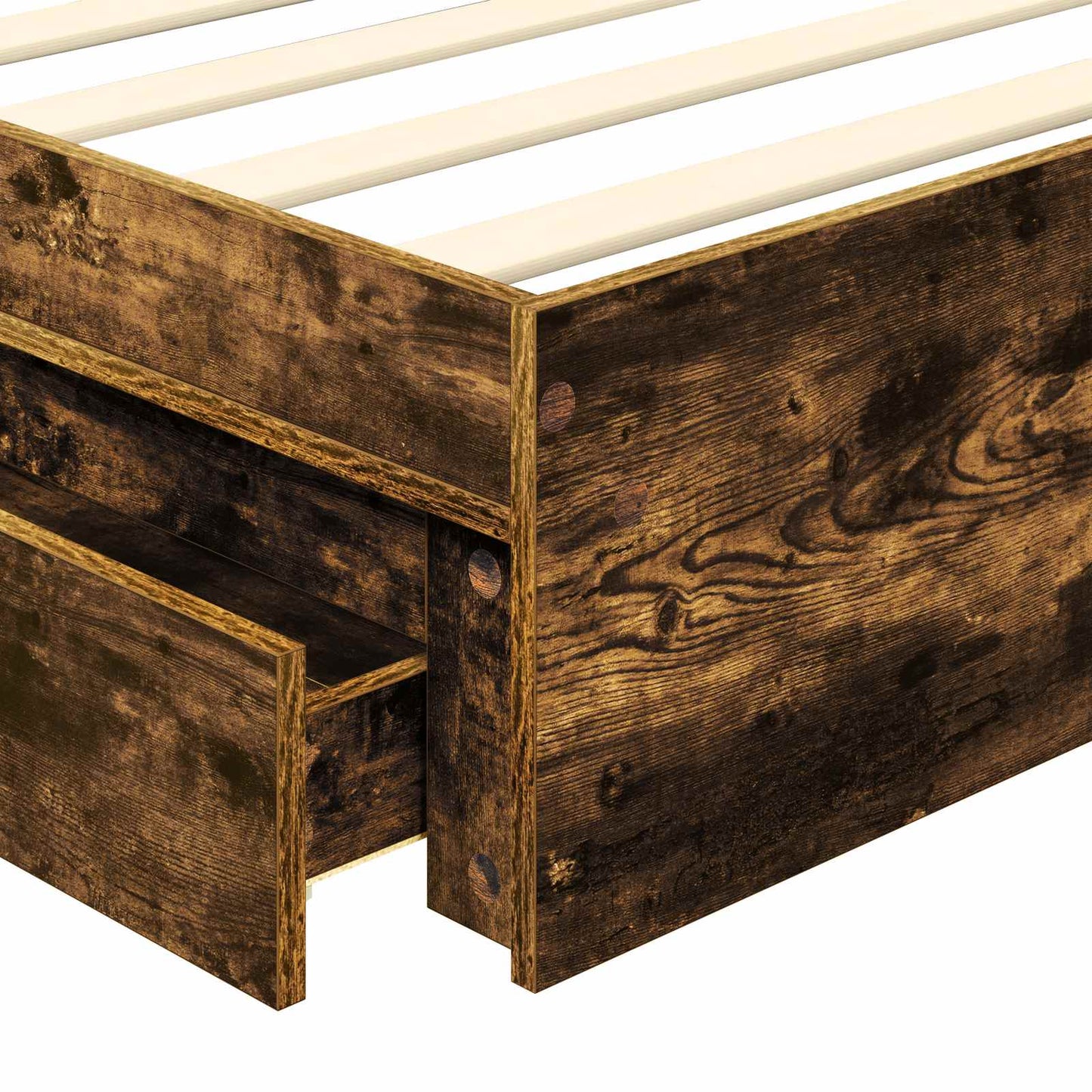 Storage Bed with Drawer Smoked Oak 90 x 200 cm Engineered Wood