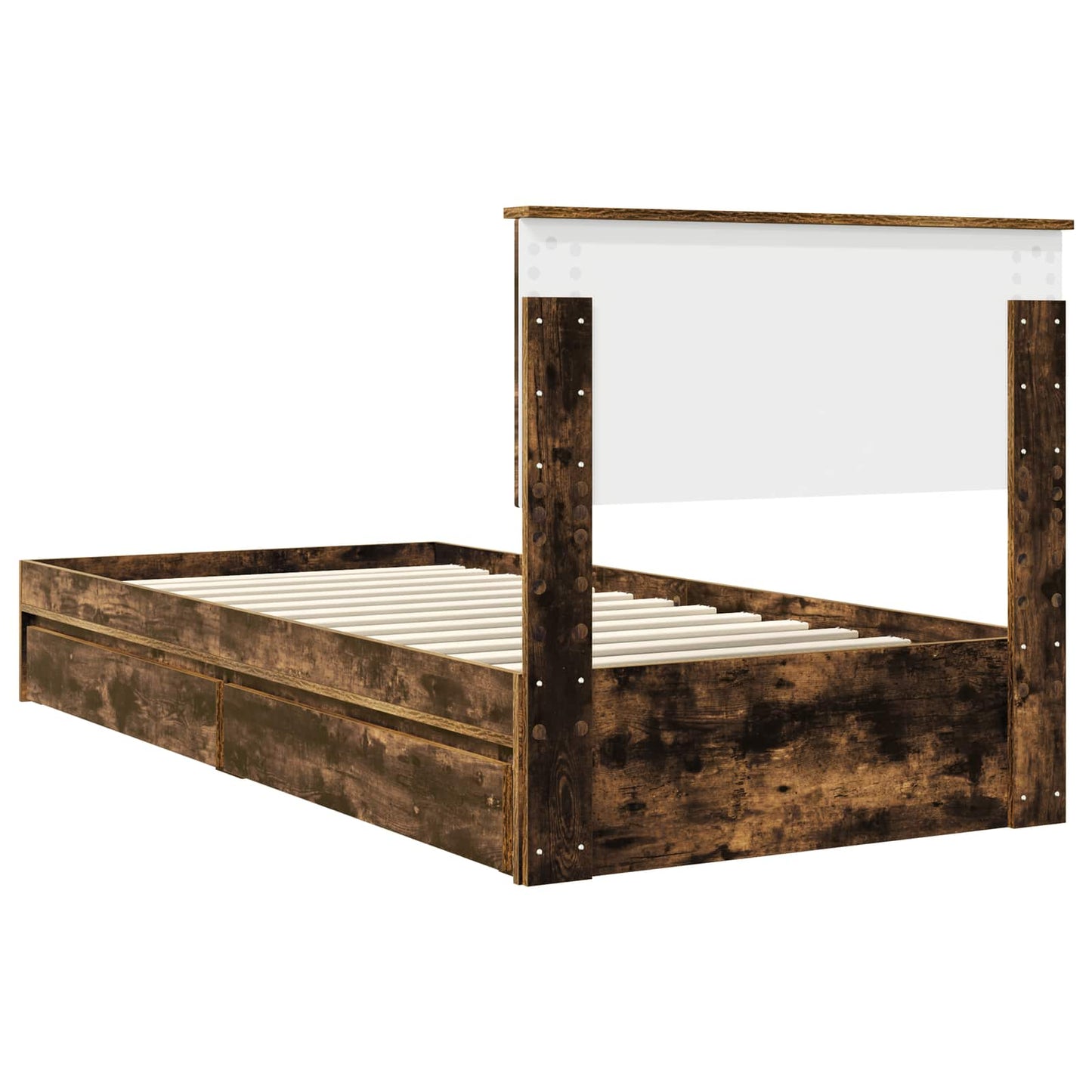 Storage Bed with Drawer Smoked Oak 90 x 200 cm Engineered Wood