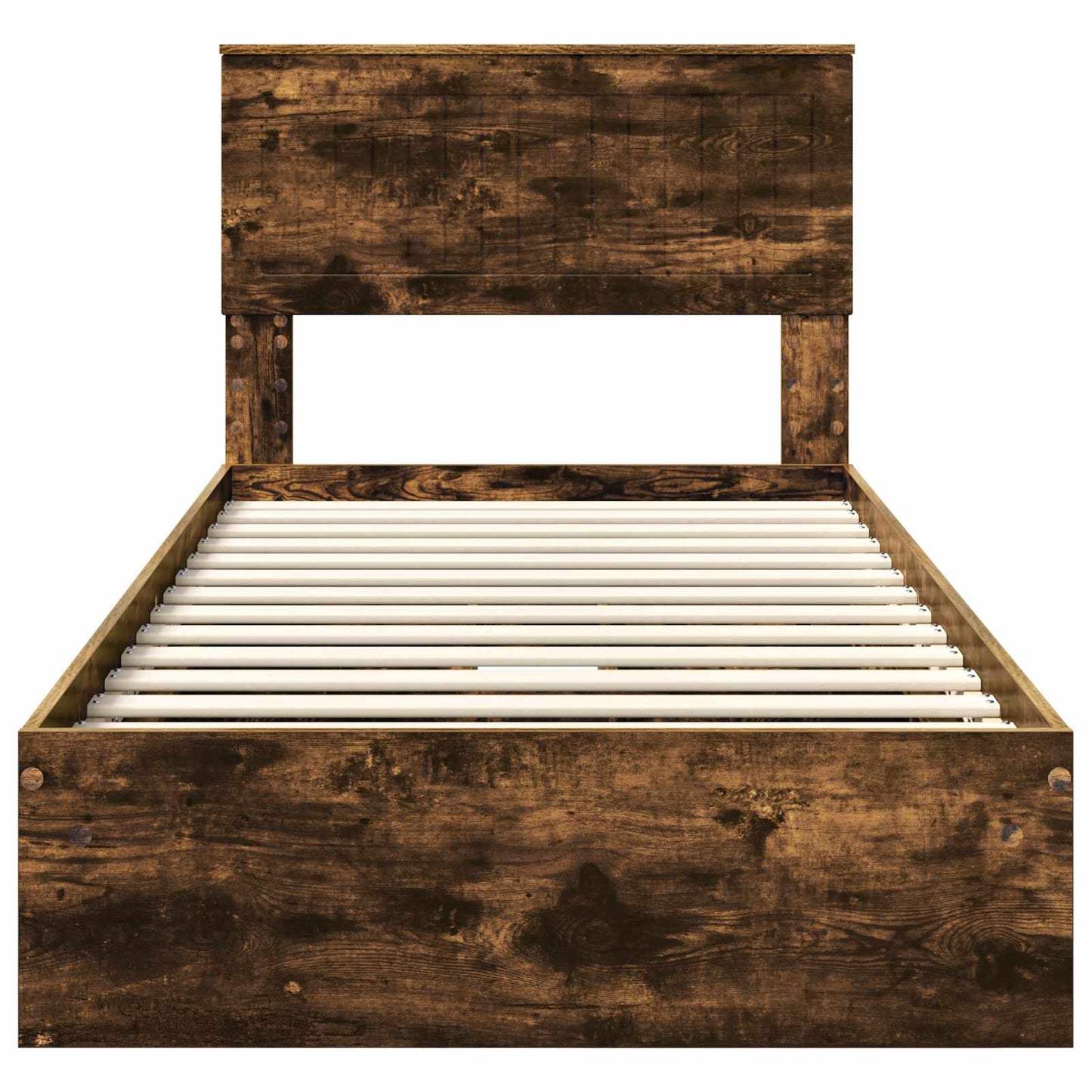 Storage Bed with Drawer Smoked Oak 90 x 200 cm Engineered Wood