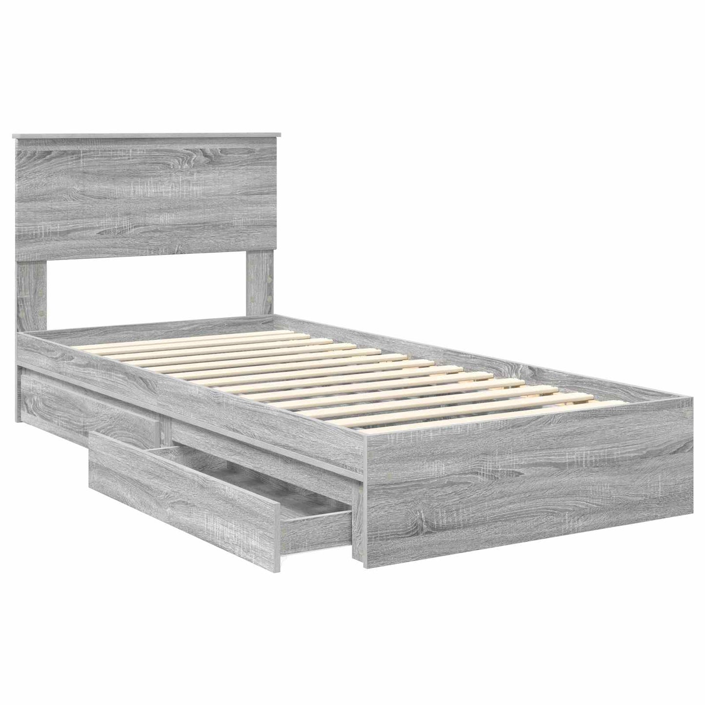 Storage Bed with Drawer Grey Sonoma 90 x 200 cm Engineered Wood