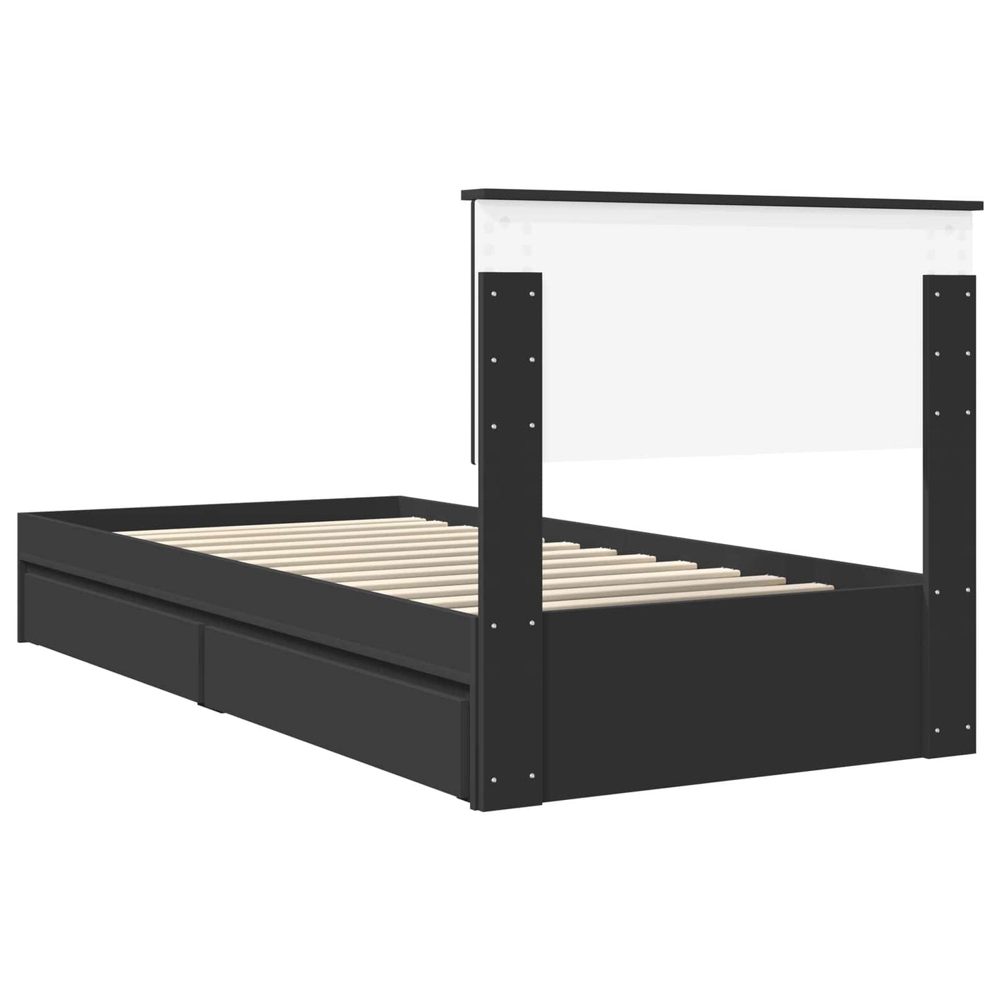 Storage Bed with Headboard Black 90 x 190 cm Engineered Wood