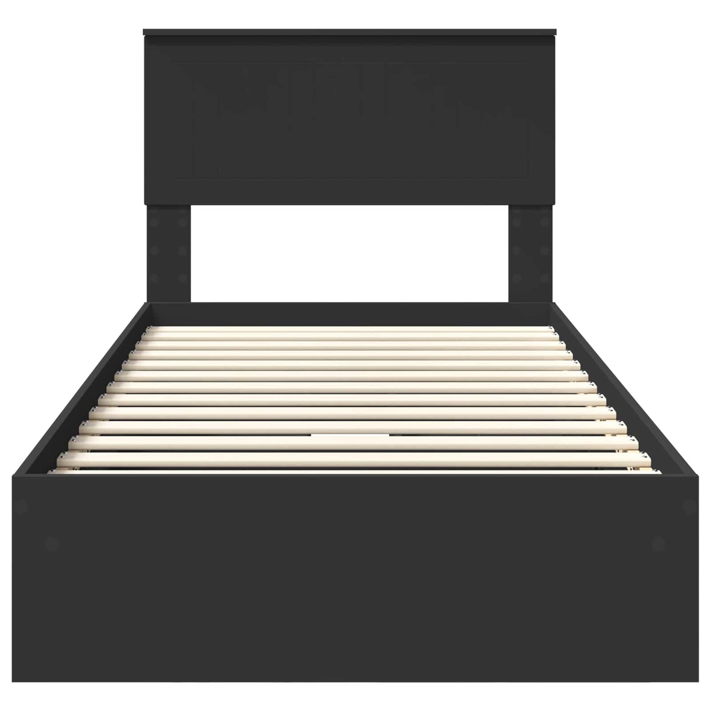 Storage Bed with Headboard Black 90 x 190 cm Engineered Wood