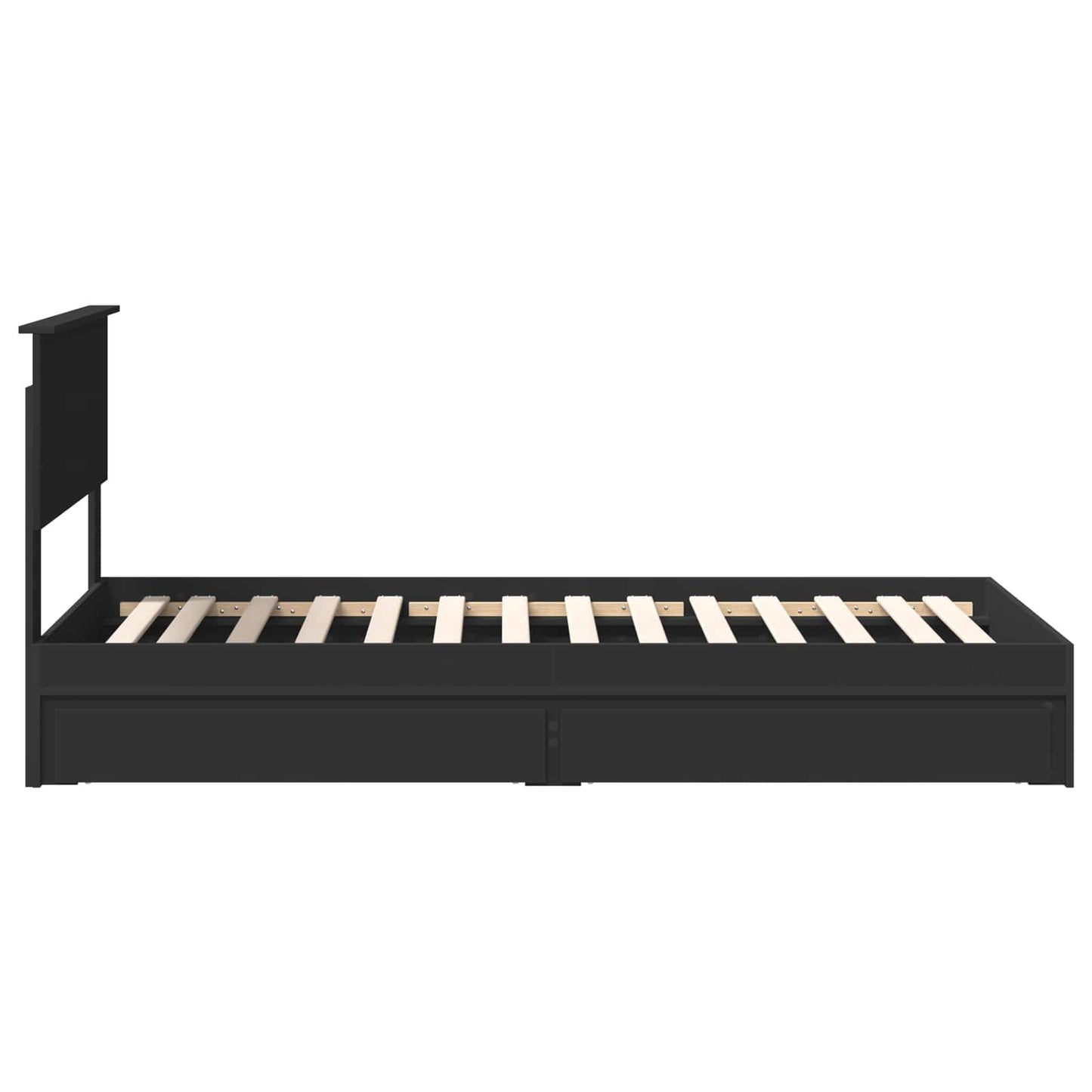 Storage Bed with Headboard Black 90 x 190 cm Engineered Wood