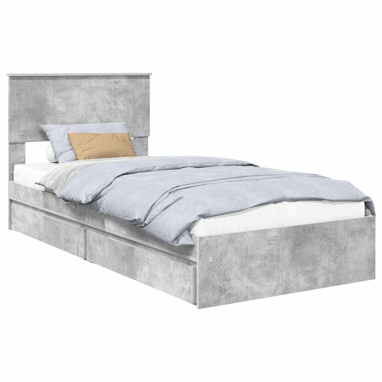 Storage Bed Concrete Grey 90 x 190 cm Engineered Wood