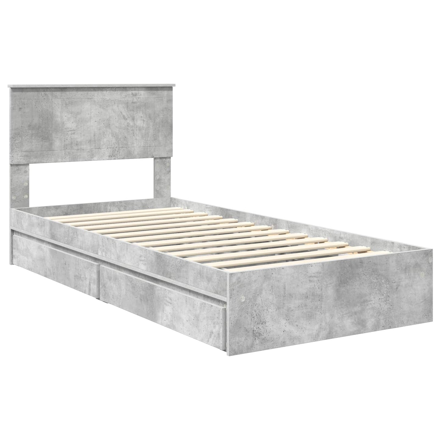 Storage Bed Concrete Grey 90 x 190 cm Engineered Wood
