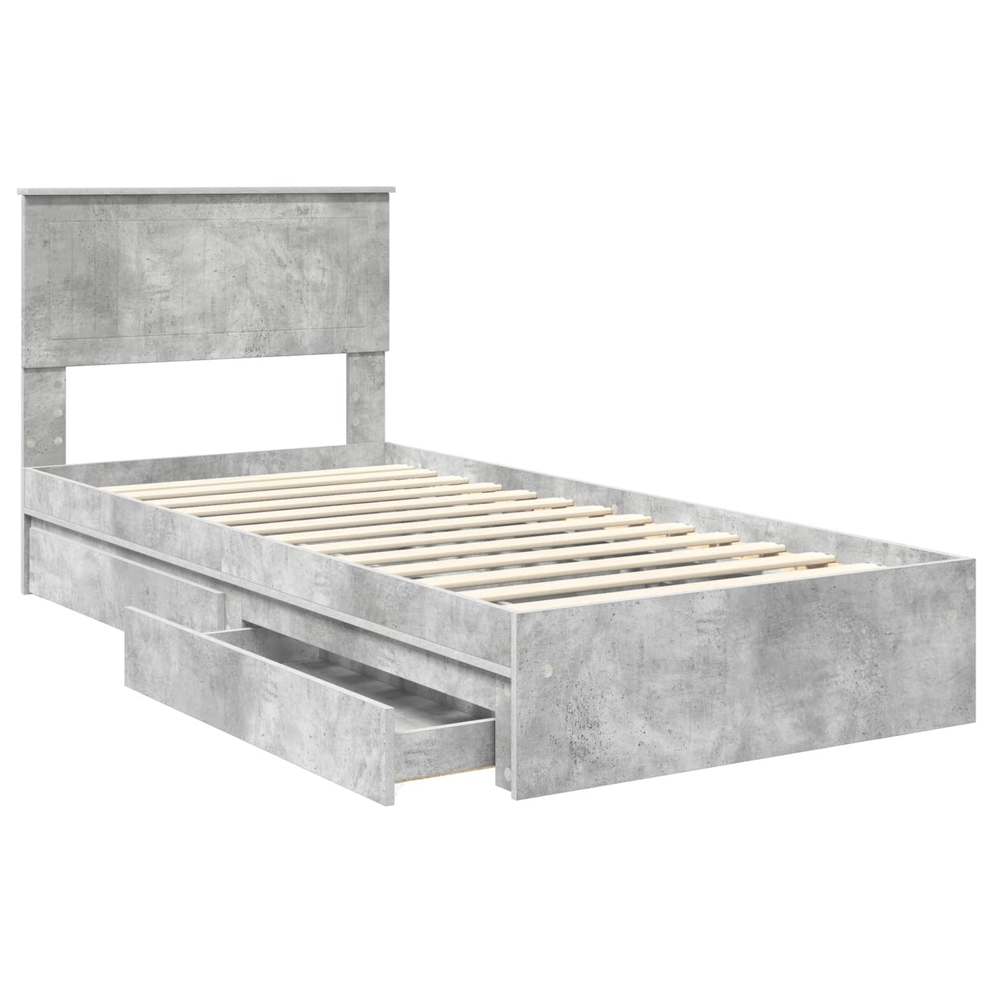 Storage Bed Concrete Grey 90 x 190 cm Engineered Wood
