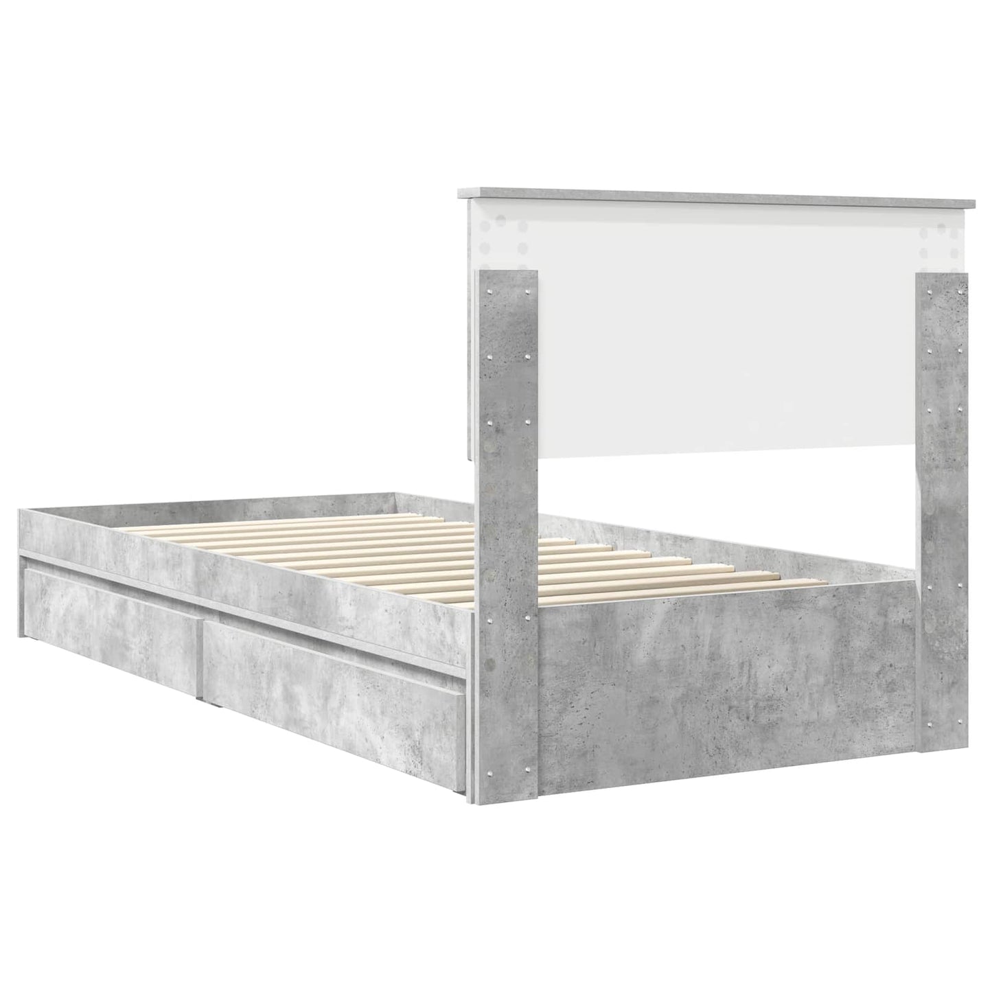 Storage Bed Concrete Grey 90 x 190 cm Engineered Wood
