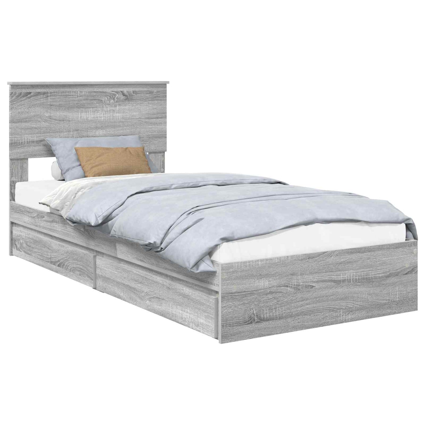 Storage Bed with Drawer Grey Sonoma 90 x 190 cm Engineered Wood