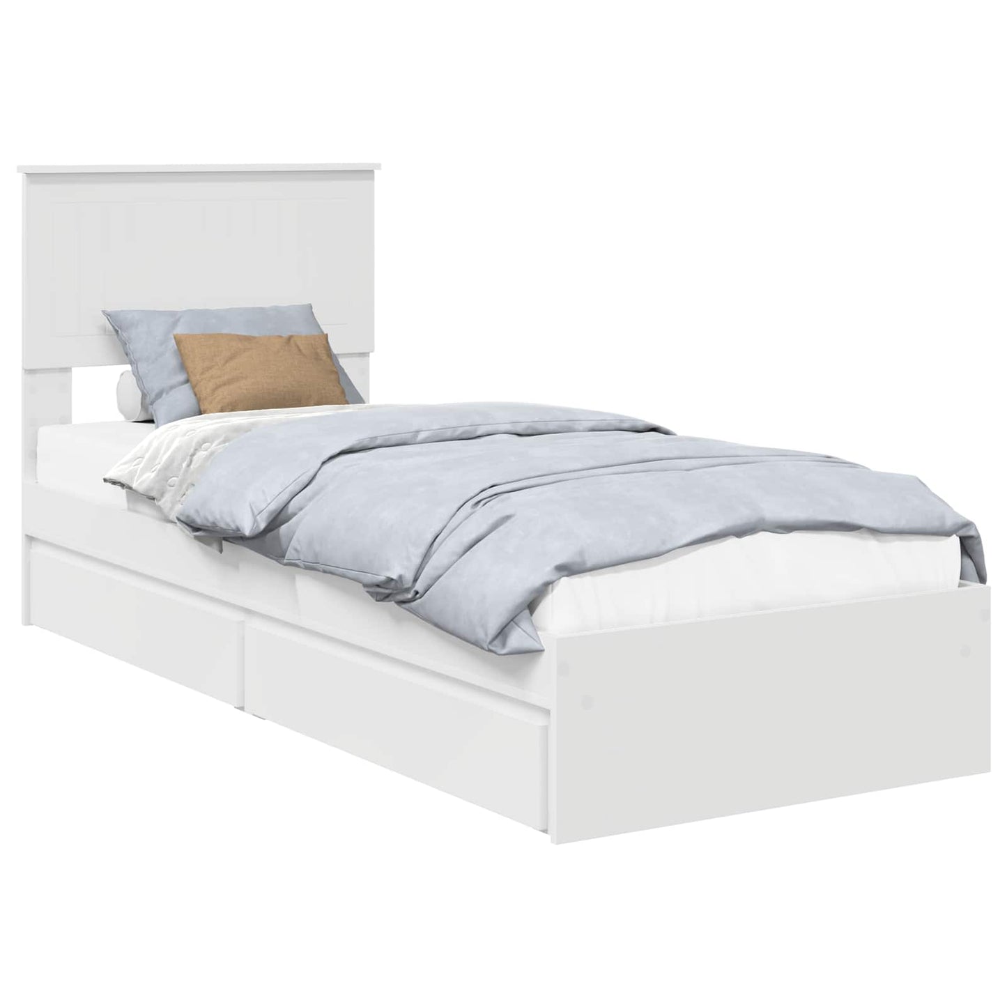 Storage Bed with Headboard White 75 x 190 cm Engineered Wood