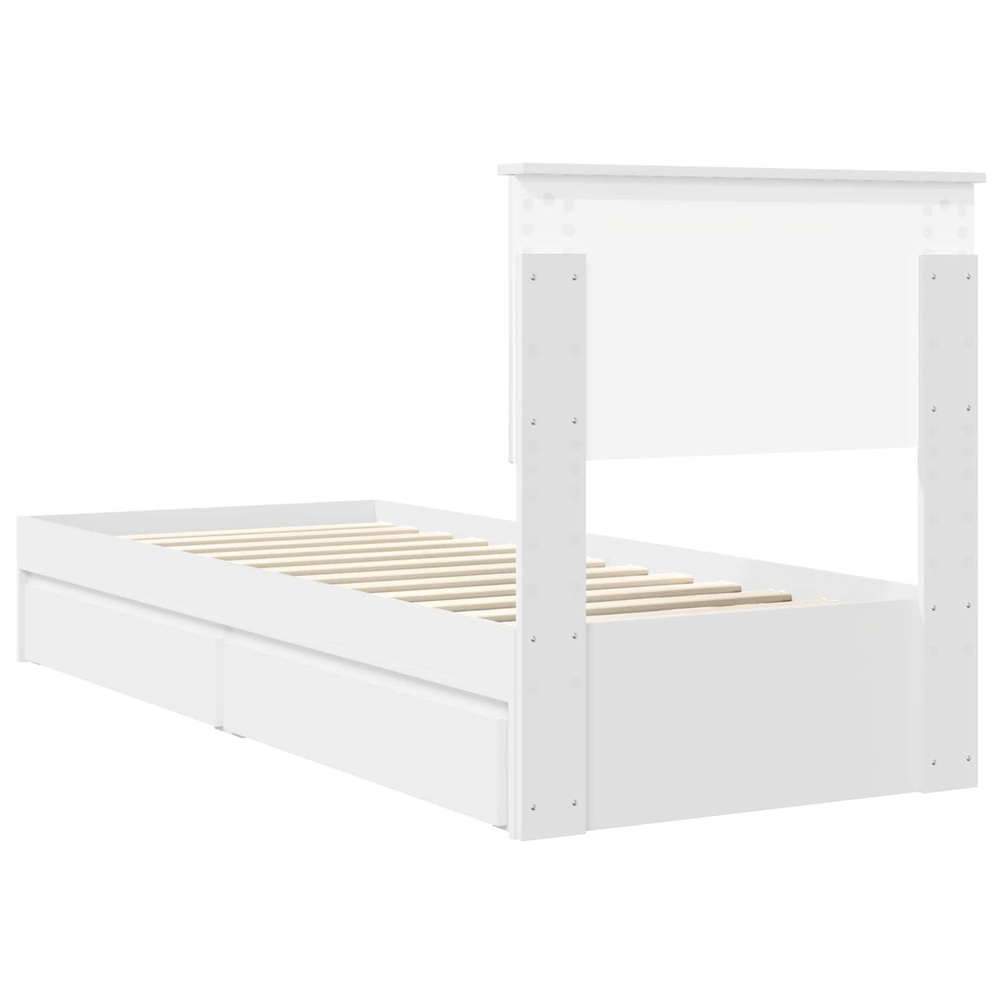 Storage Bed with Headboard White 75 x 190 cm Engineered Wood