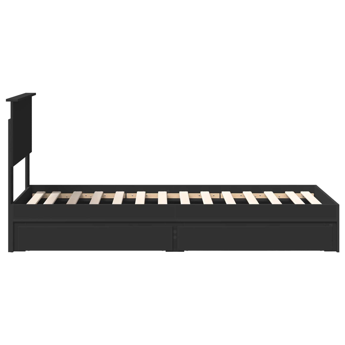 Storage Bed with Headboard Black 75 x 190 cm Engineered Wood