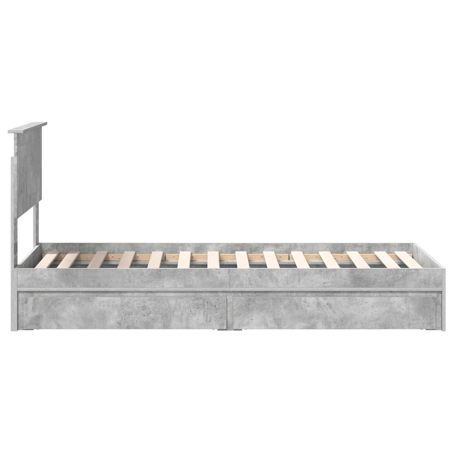 Storage Bed Concrete Grey 75 x 190 cm Engineered Wood