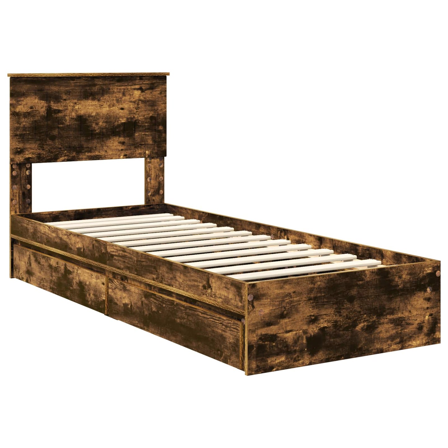 Storage Bed with Drawer Smoked Oak 75 x 190 cm Engineered Wood