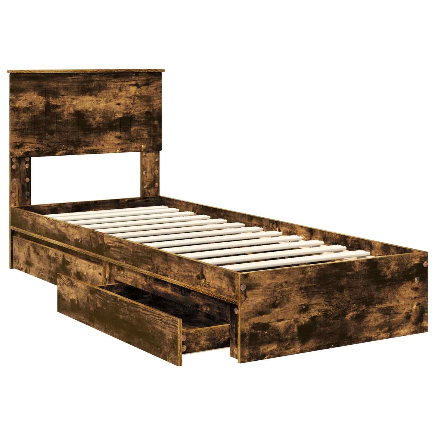 Storage Bed with Drawer Smoked Oak 75 x 190 cm Engineered Wood