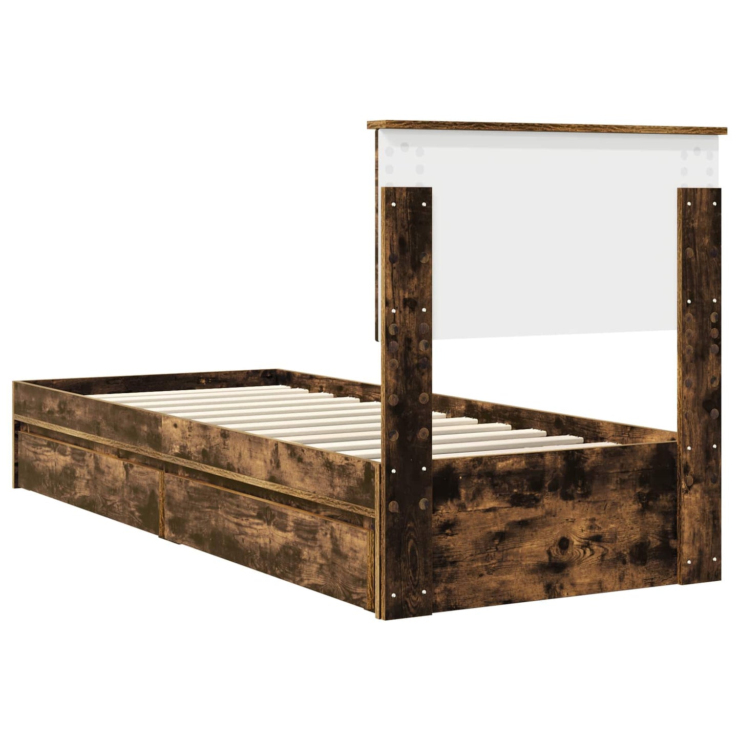 Storage Bed with Drawer Smoked Oak 75 x 190 cm Engineered Wood