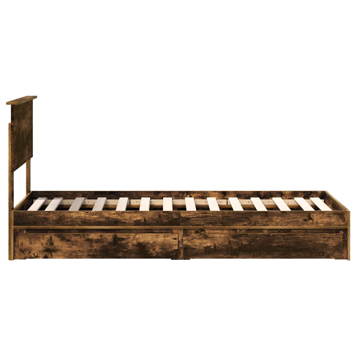 Storage Bed with Drawer Smoked Oak 75 x 190 cm Engineered Wood