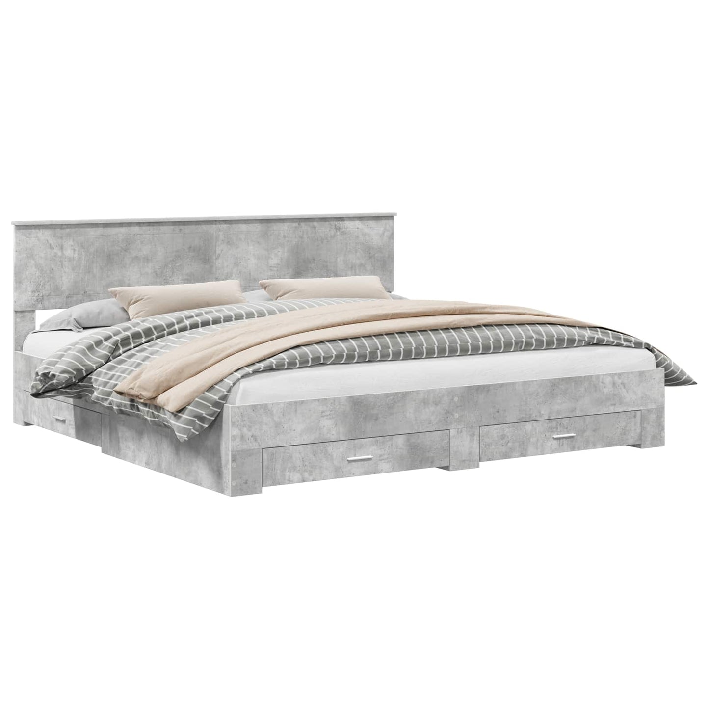 Bed Frame Concrete Grey 200 x 200 cm Engineered Wood