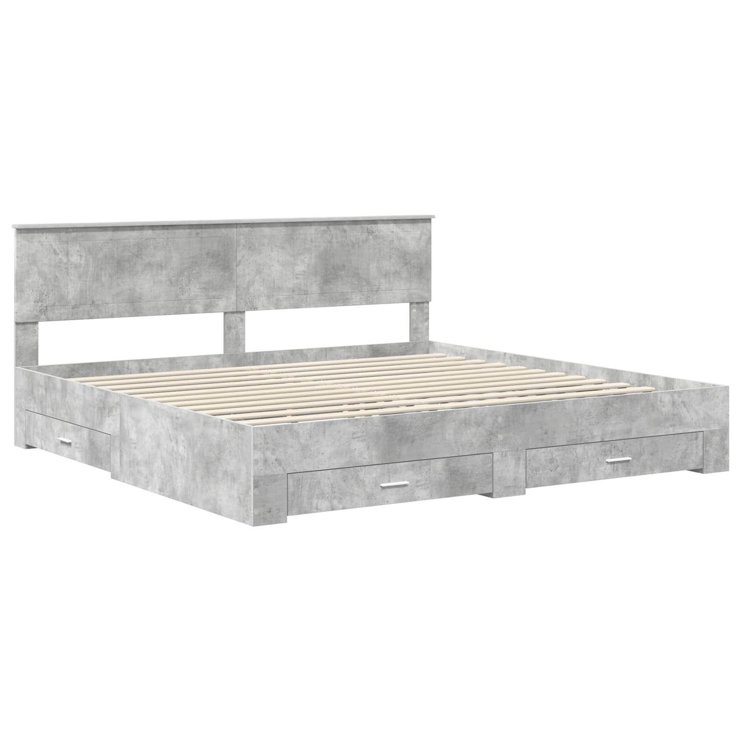 Bed Frame Concrete Grey 200 x 200 cm Engineered Wood