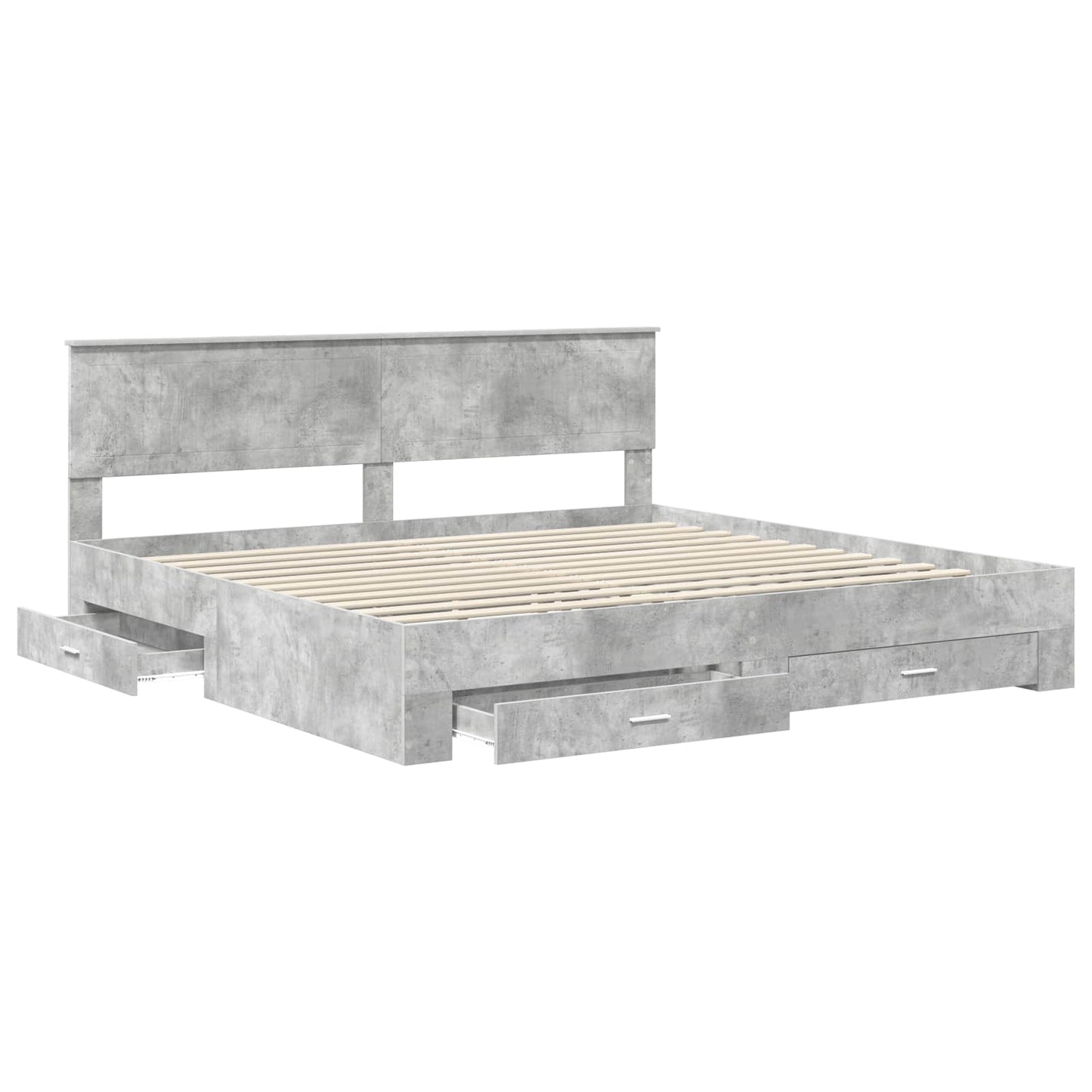 Bed Frame Concrete Grey 200 x 200 cm Engineered Wood