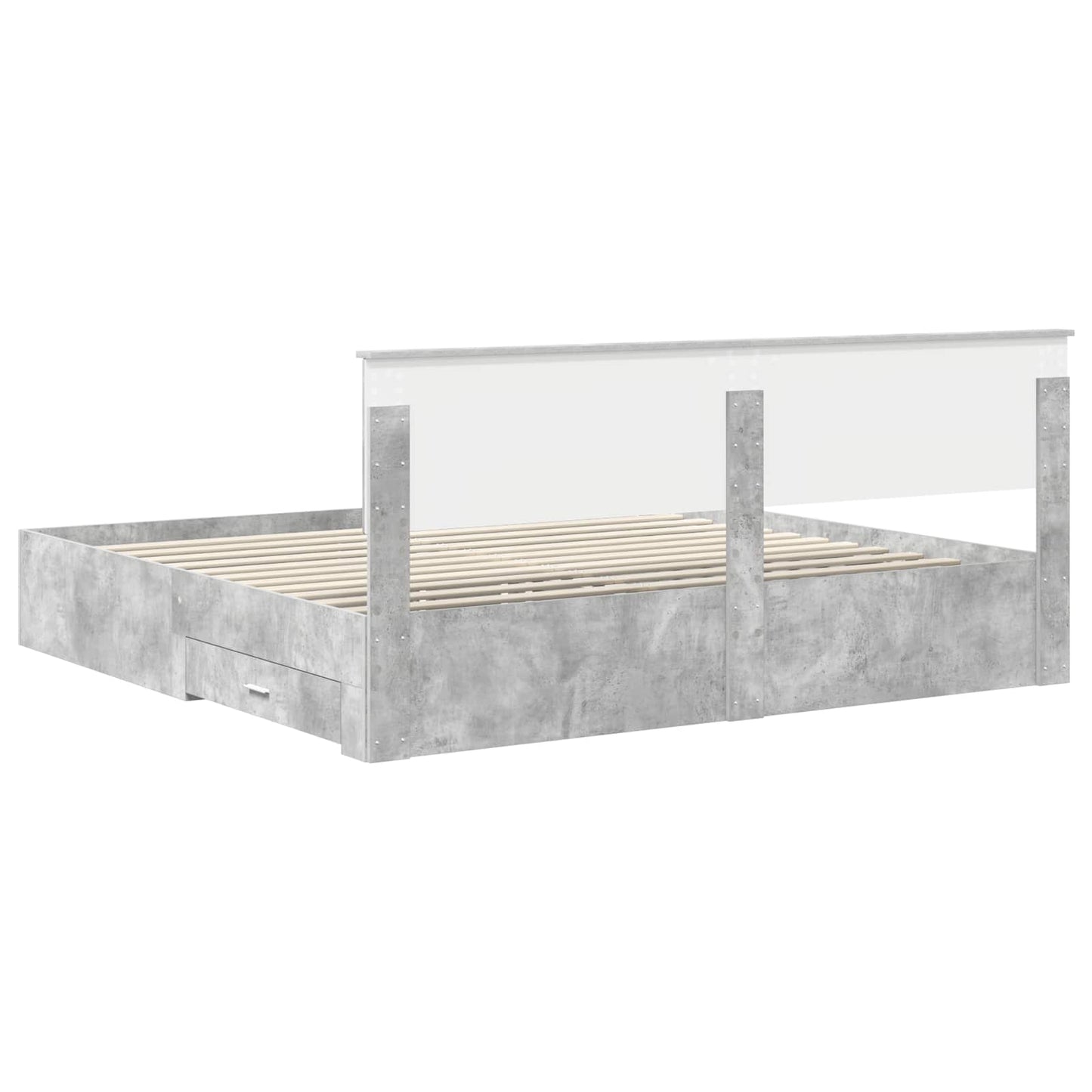 Bed Frame Concrete Grey 200 x 200 cm Engineered Wood