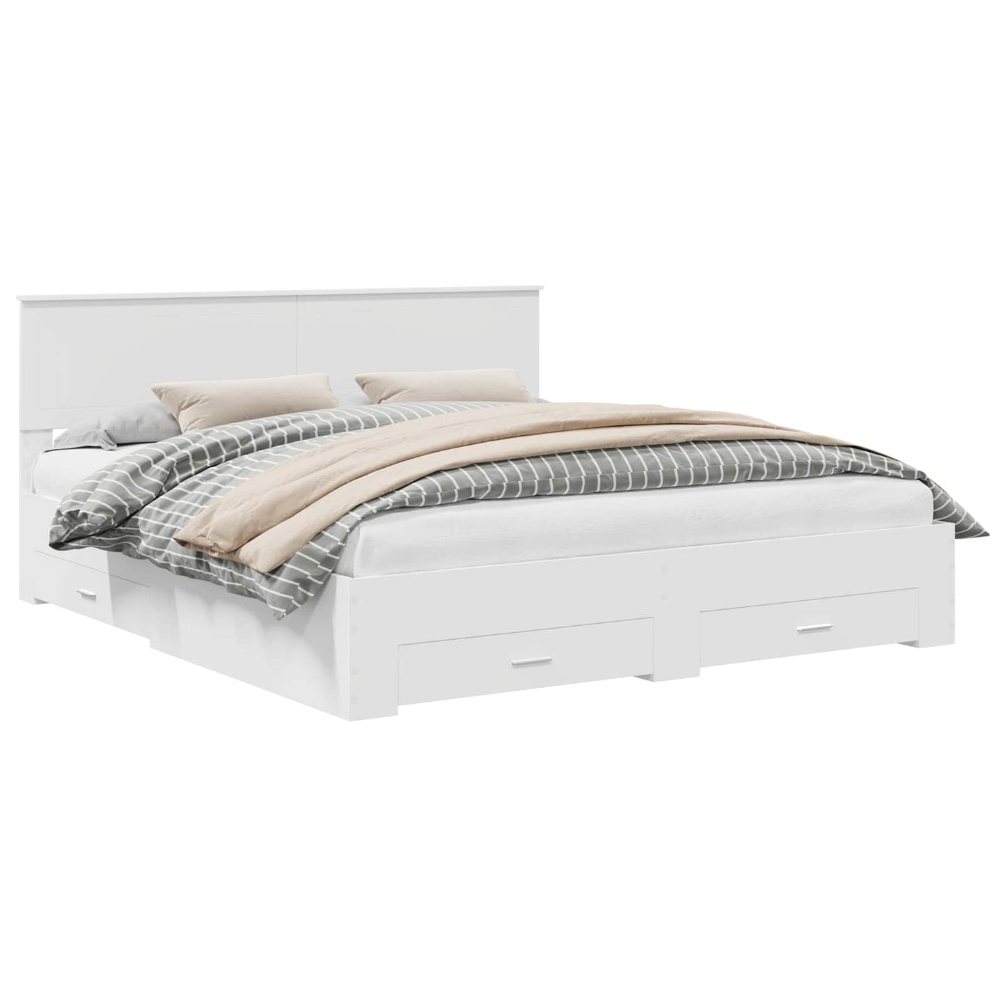 Bed Frame with Headboard White 180 x 200 cm Engineered Wood