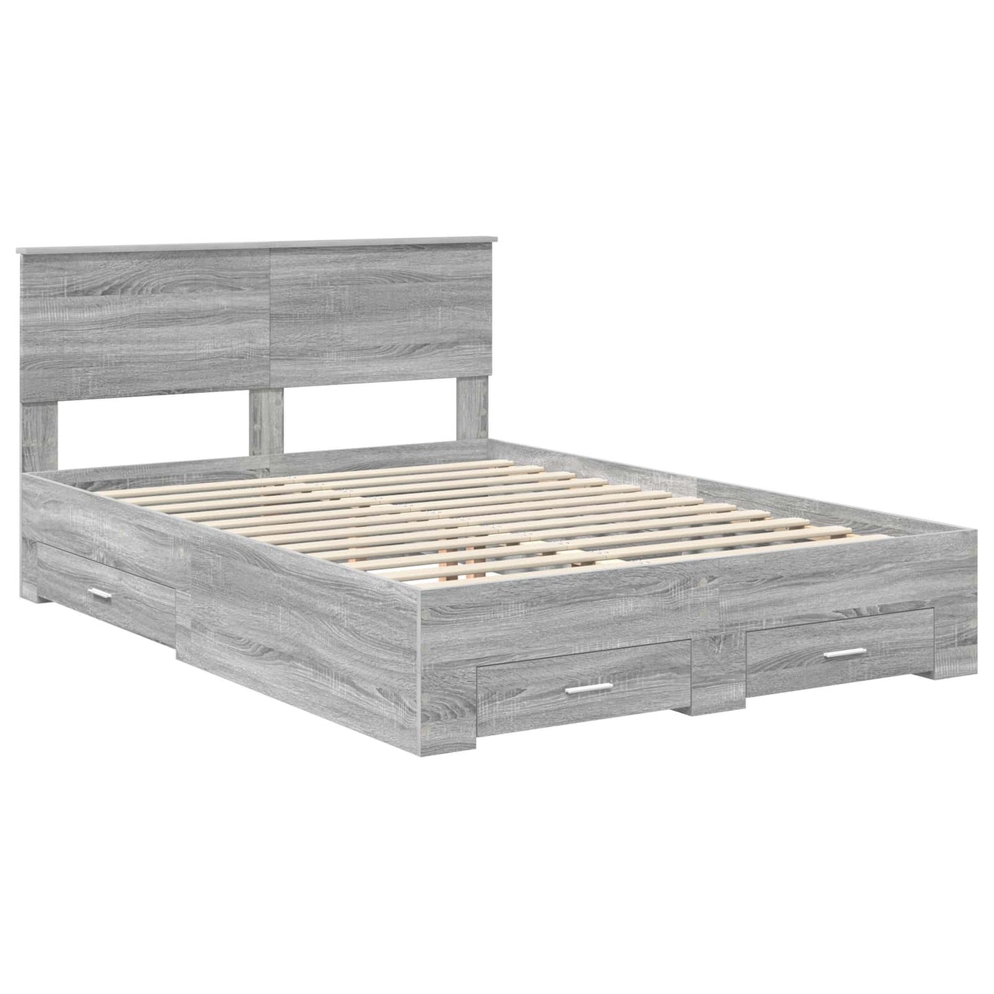 Bed Frame with Drawer Grey Sonoma 140 x 200 cm Engineered Wood