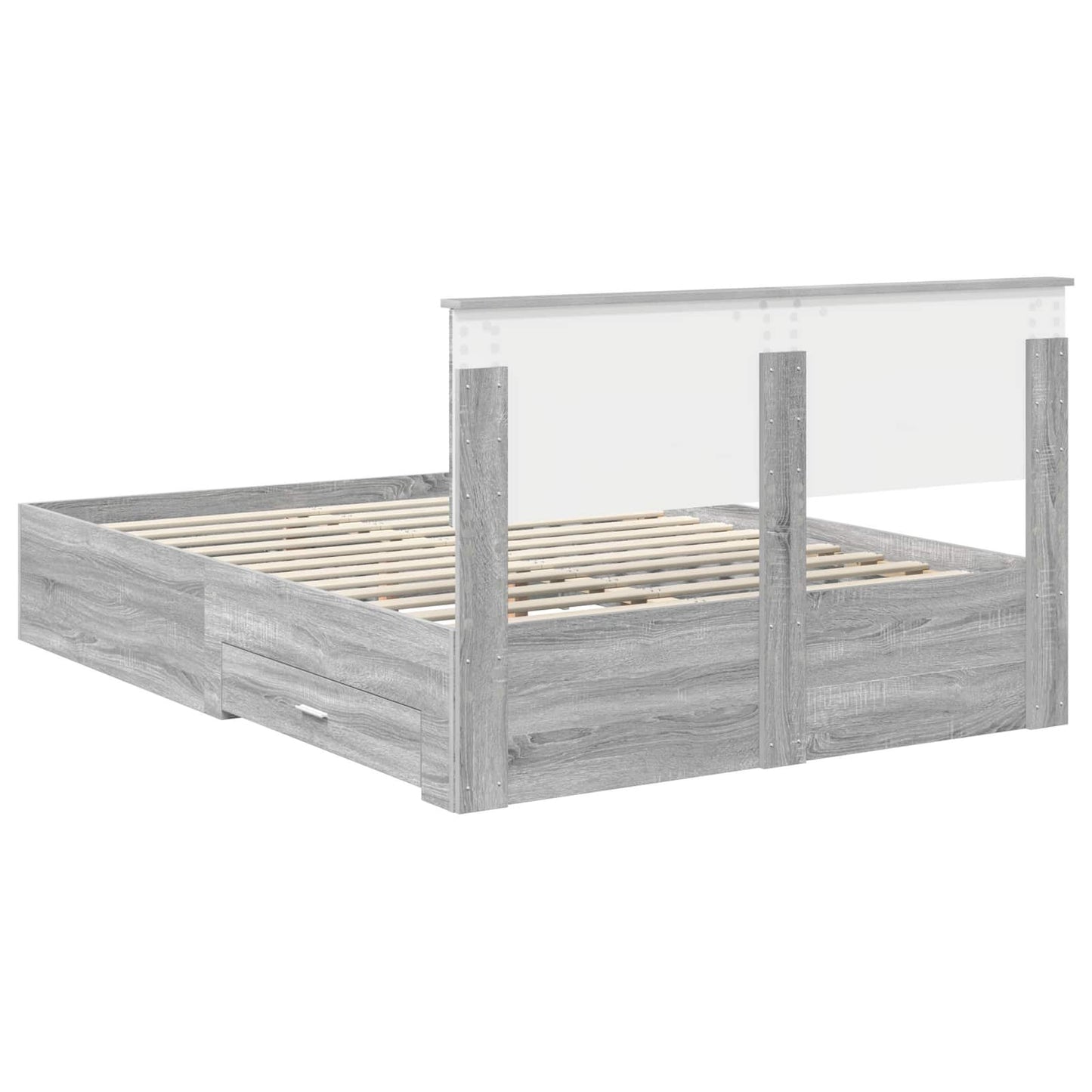 Bed Frame with Drawer Grey Sonoma 140 x 200 cm Engineered Wood