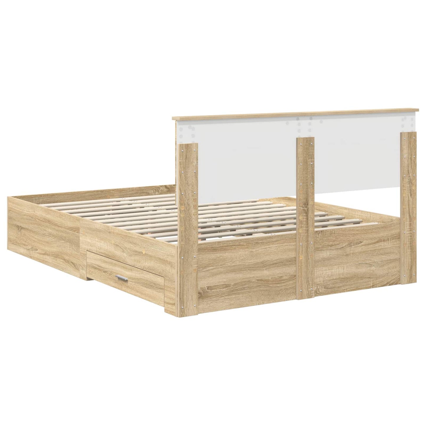 Bed Frame with Drawer Sonoma Oak 140 x 190 cm Engineered Wood