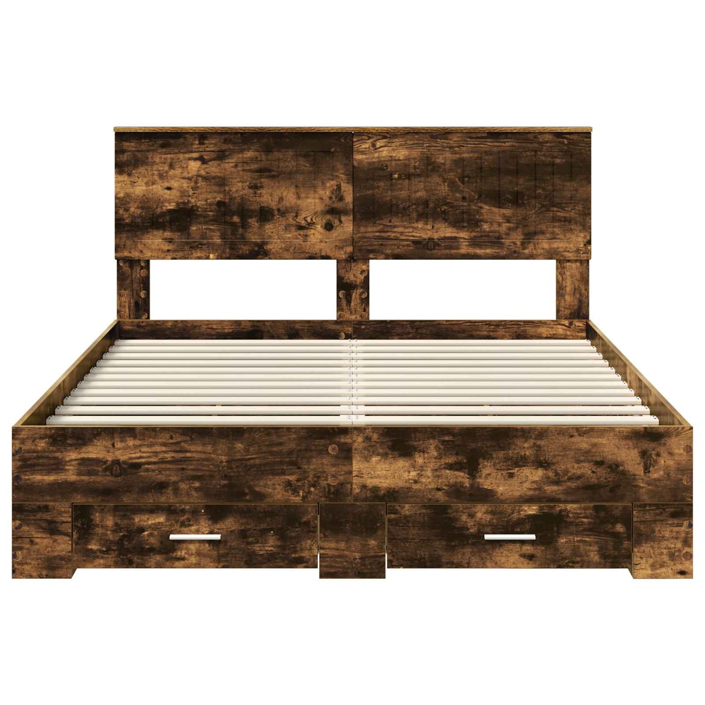 Bed Frame with Drawer Smoked Oak 140 x 190 cm Engineered Wood
