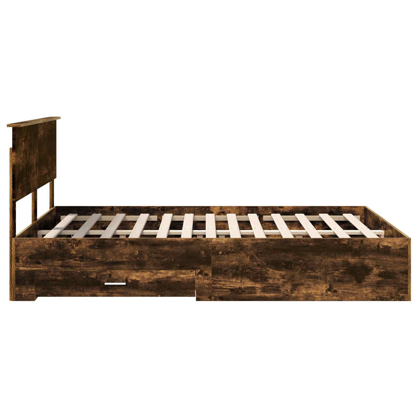 Bed Frame with Drawer Smoked Oak 140 x 190 cm Engineered Wood