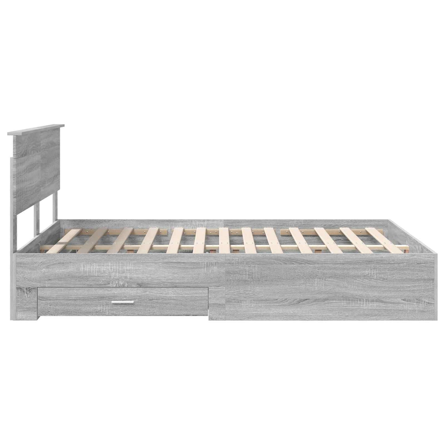 Bed Frame with Drawer Grey Sonoma 140 x 190 cm Engineered Wood