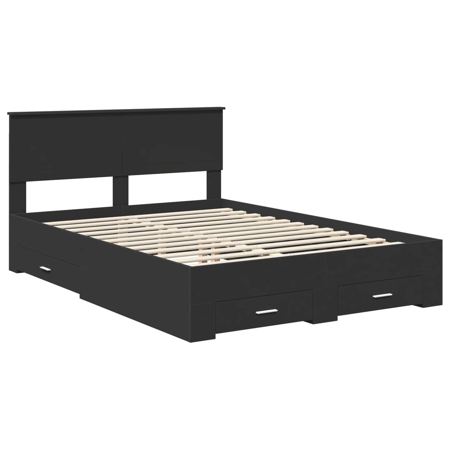 Bed Frame with Headboard Black 135 x 190 cm Engineered Wood