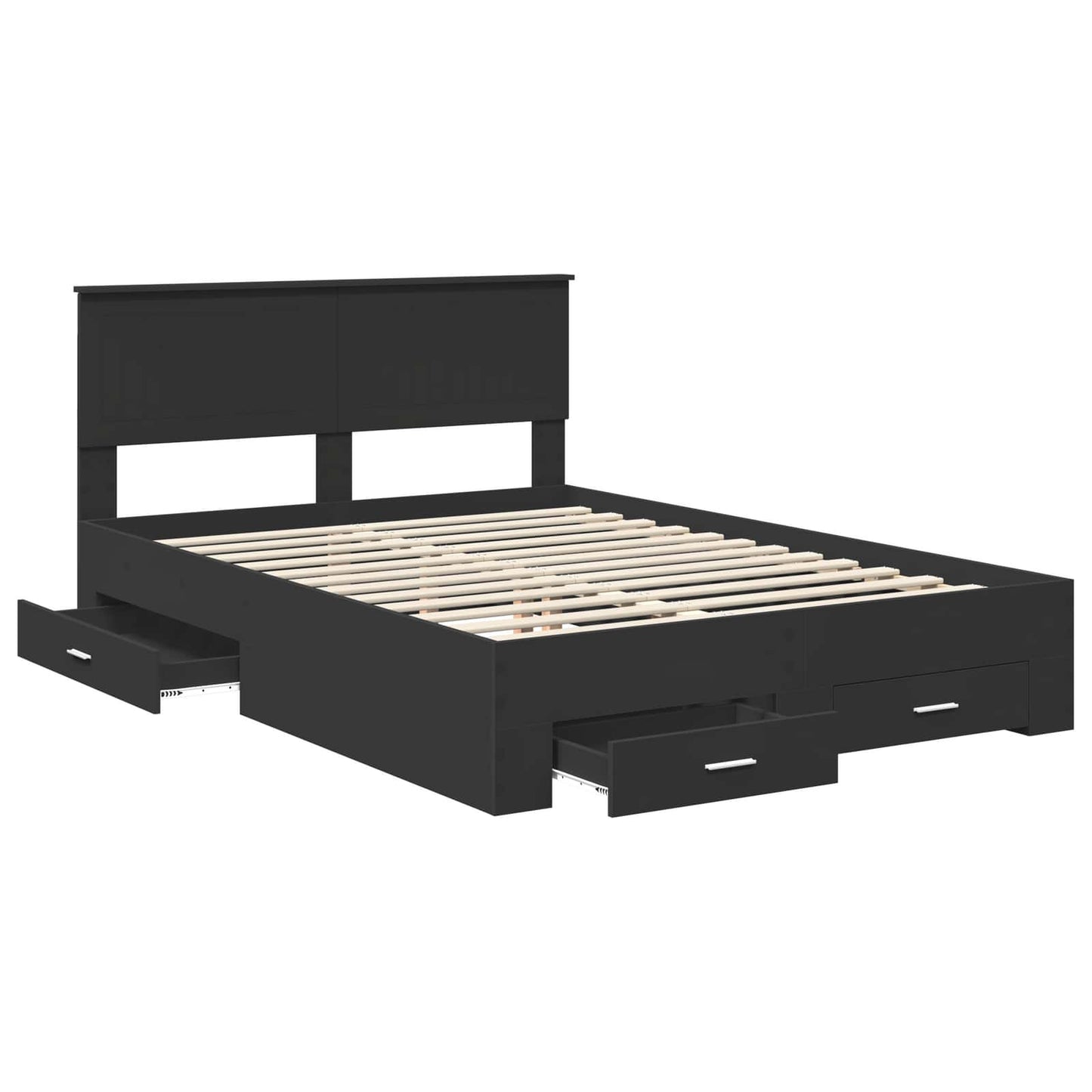 Bed Frame with Headboard Black 135 x 190 cm Engineered Wood