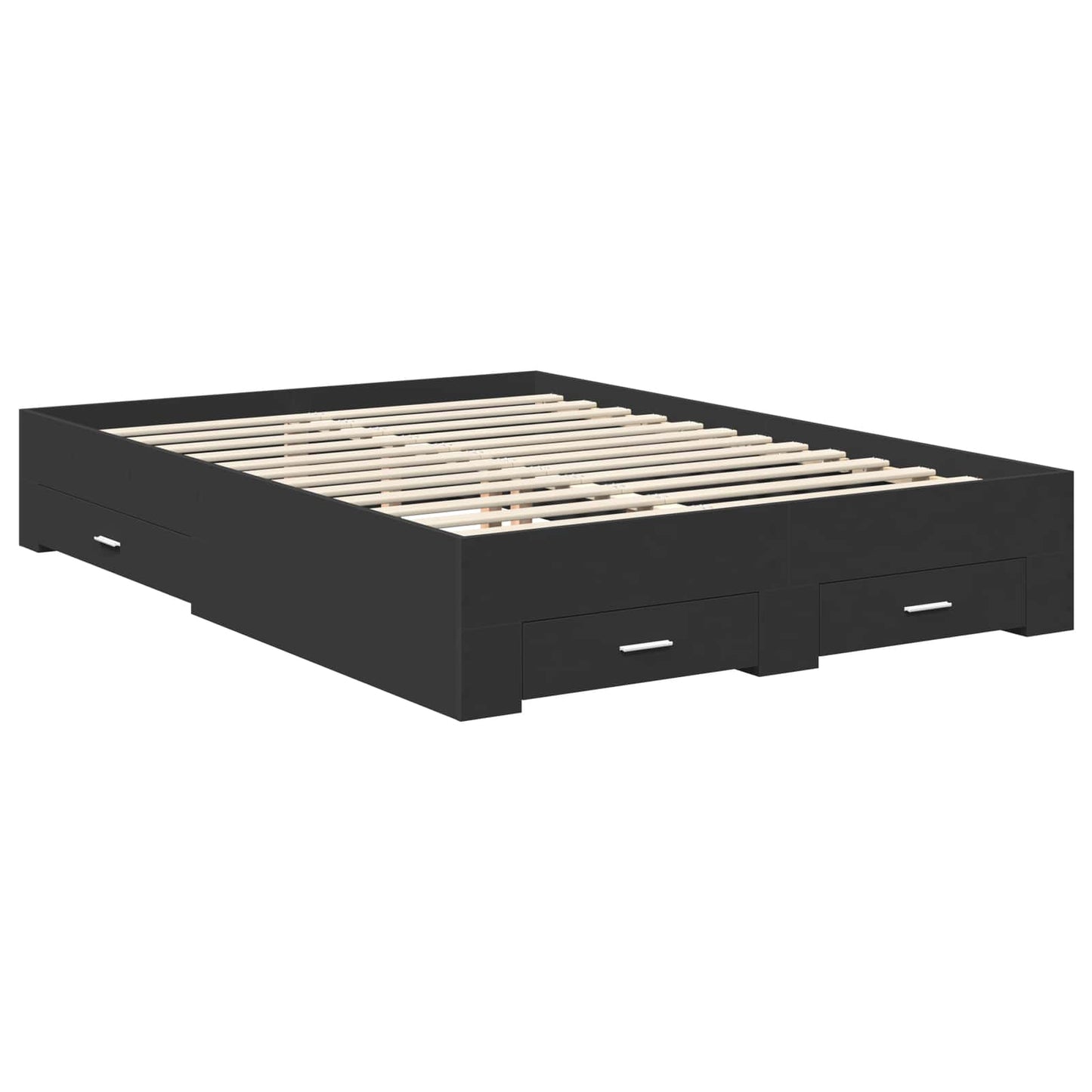 Bed Frame with Headboard Black 135 x 190 cm Engineered Wood