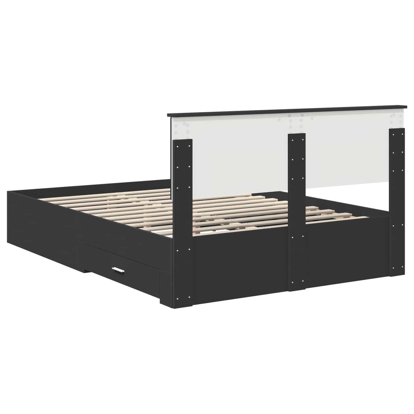 Bed Frame with Headboard Black 135 x 190 cm Engineered Wood