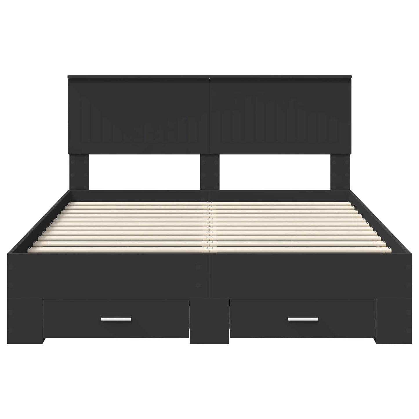 Bed Frame with Headboard Black 135 x 190 cm Engineered Wood