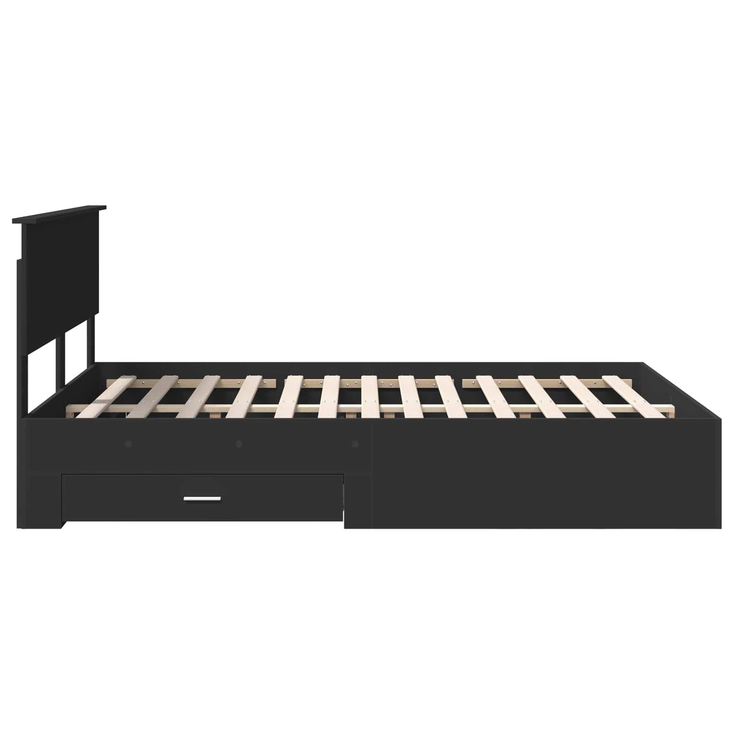 Bed Frame with Headboard Black 135 x 190 cm Engineered Wood