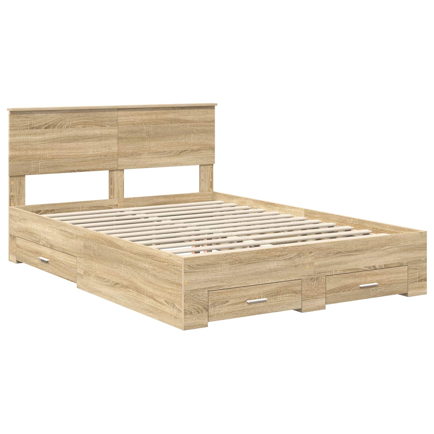 Bed Frame with Drawer Sonoma Oak 135 x 190 cm Engineered Wood