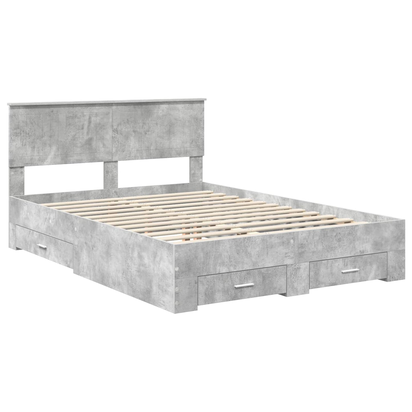 Bed Frame Concrete Grey 135 x 190 cm Engineered Wood