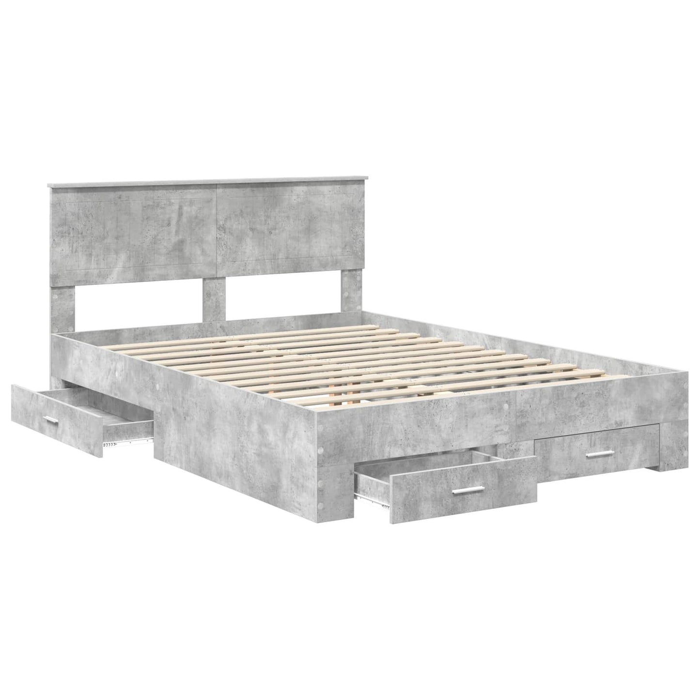 Bed Frame Concrete Grey 135 x 190 cm Engineered Wood