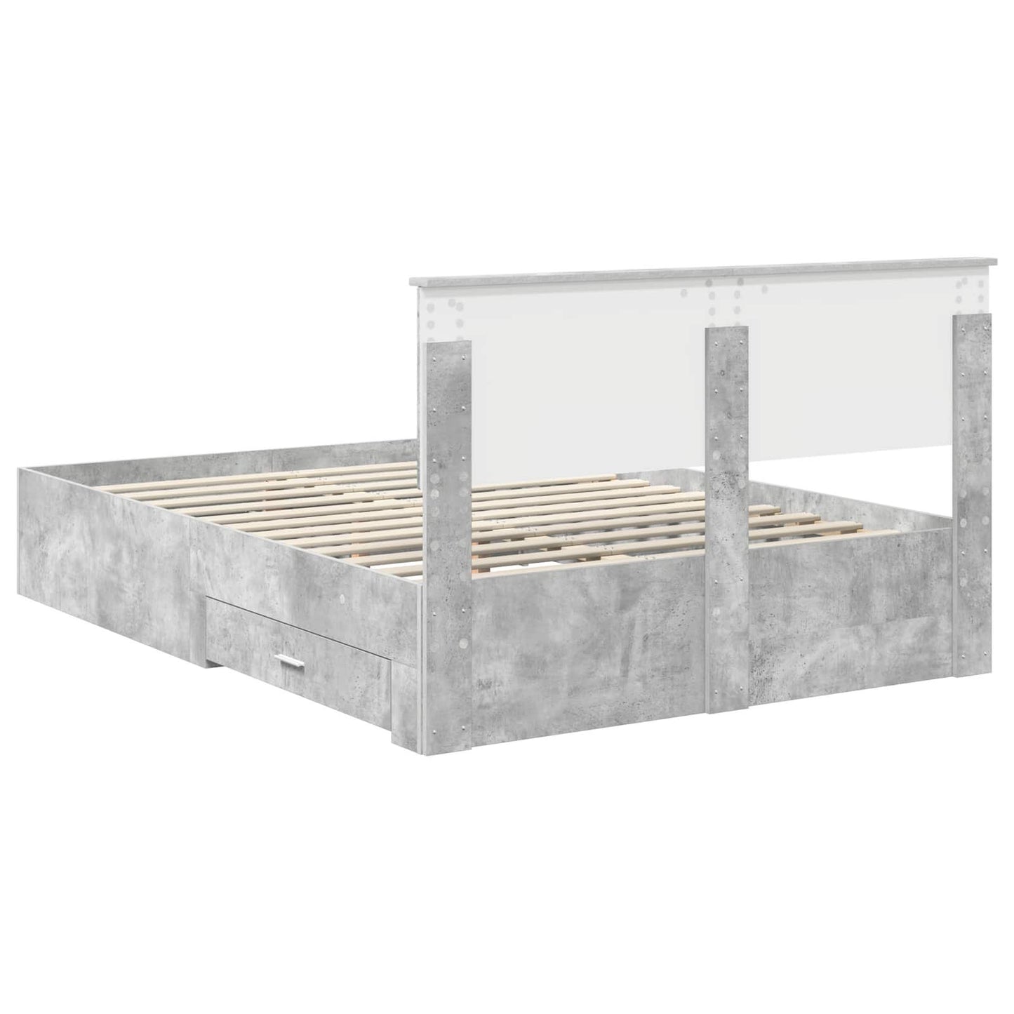 Bed Frame Concrete Grey 135 x 190 cm Engineered Wood