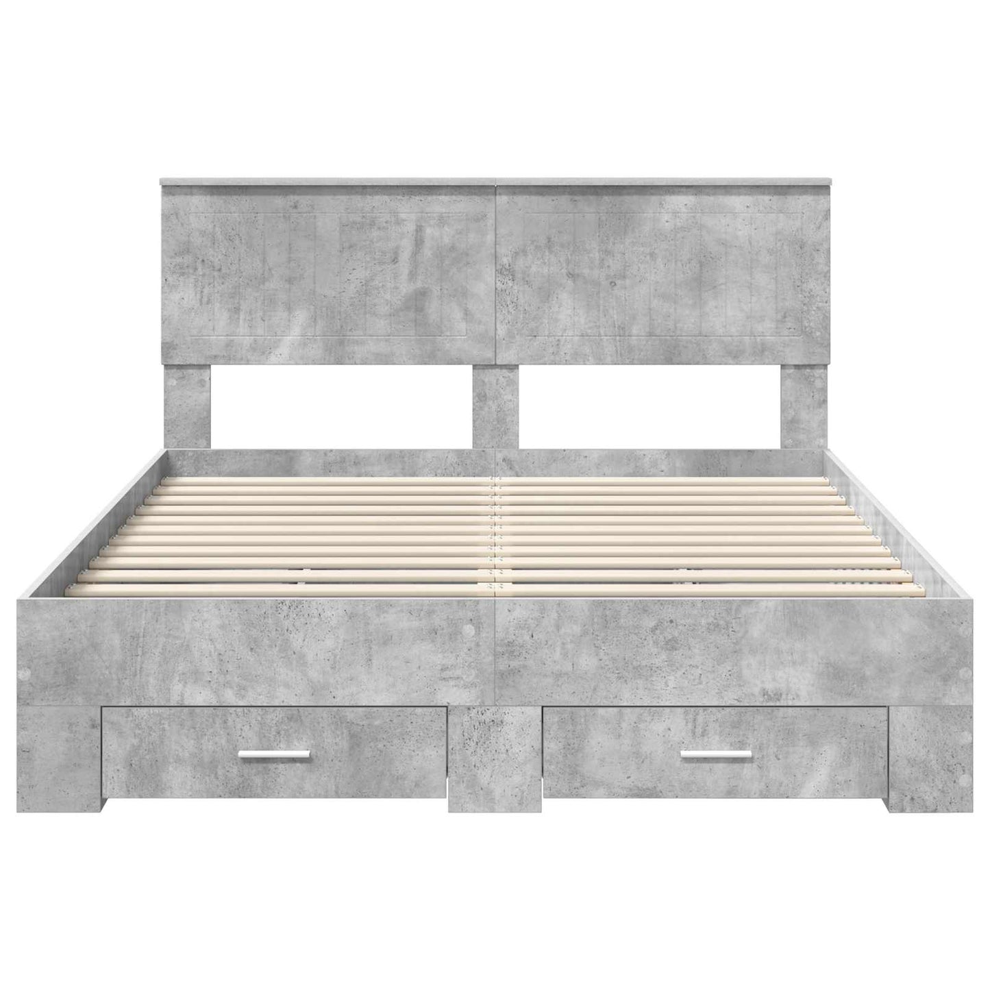 Bed Frame Concrete Grey 135 x 190 cm Engineered Wood