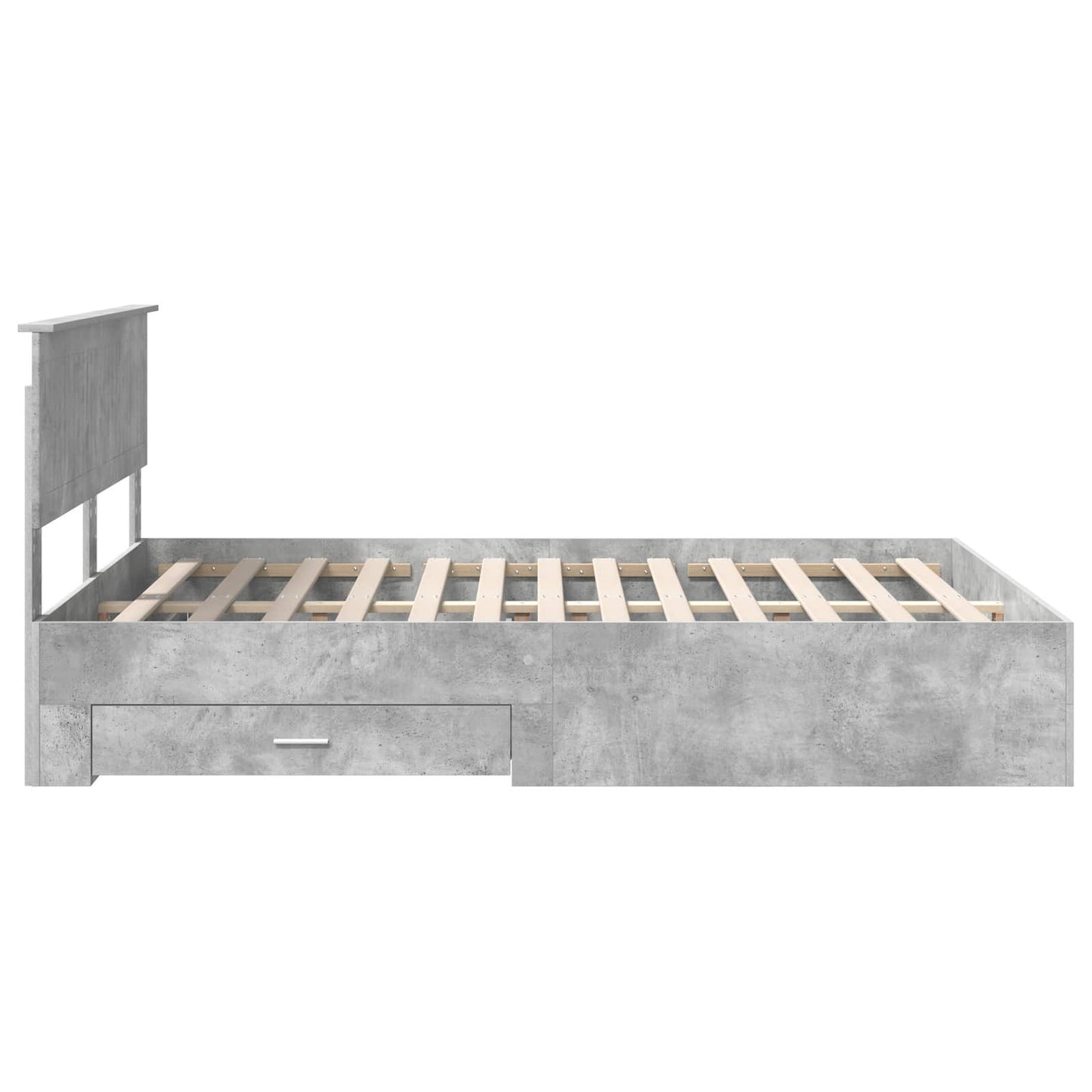 Bed Frame Concrete Grey 135 x 190 cm Engineered Wood