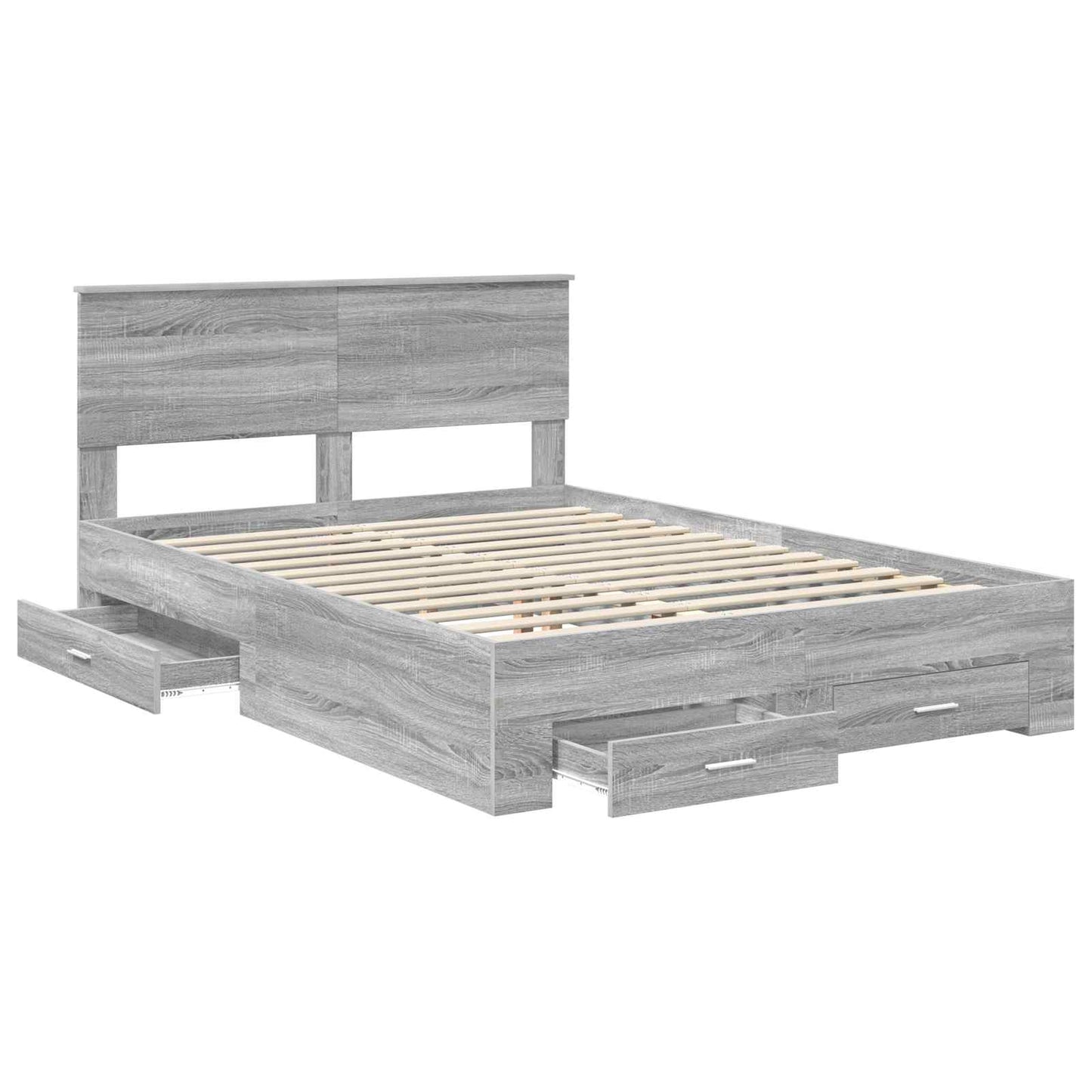Bed Frame with Drawer Grey Sonoma 135 x 190 cm Engineered Wood