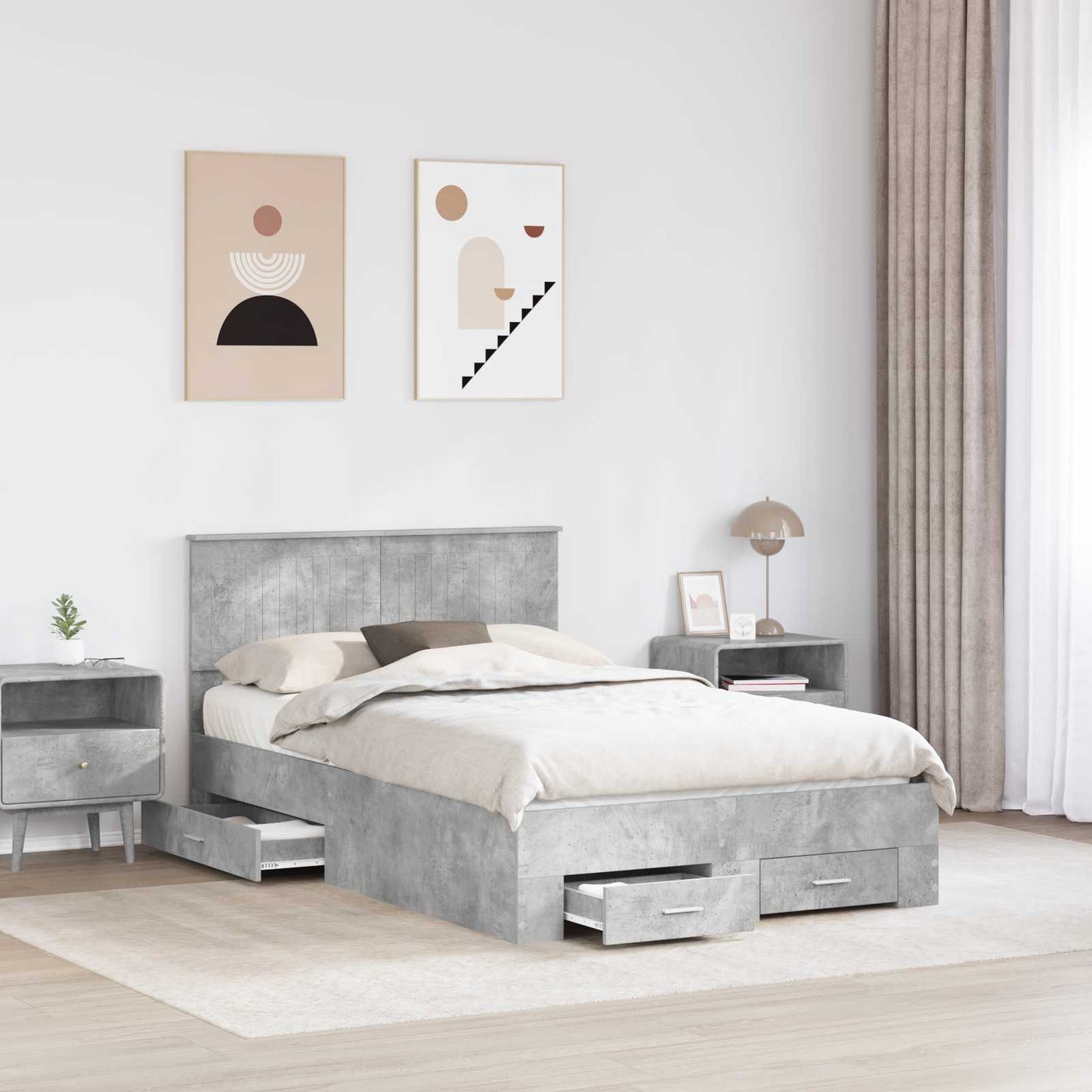 Bed Frame Concrete Grey 120 x 200 cm Engineered Wood