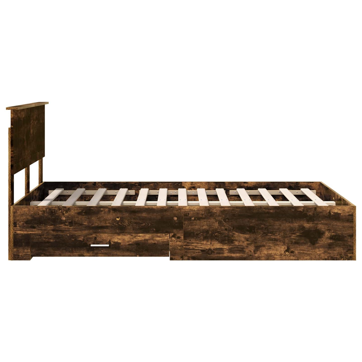 Bed Frame with Drawer Smoked Oak 120 x 190 cm Engineered Wood