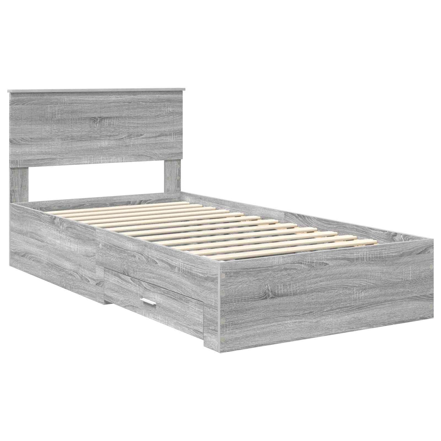 Bed Frame with Drawer Grey Sonoma 100 x 200 cm Engineered Wood